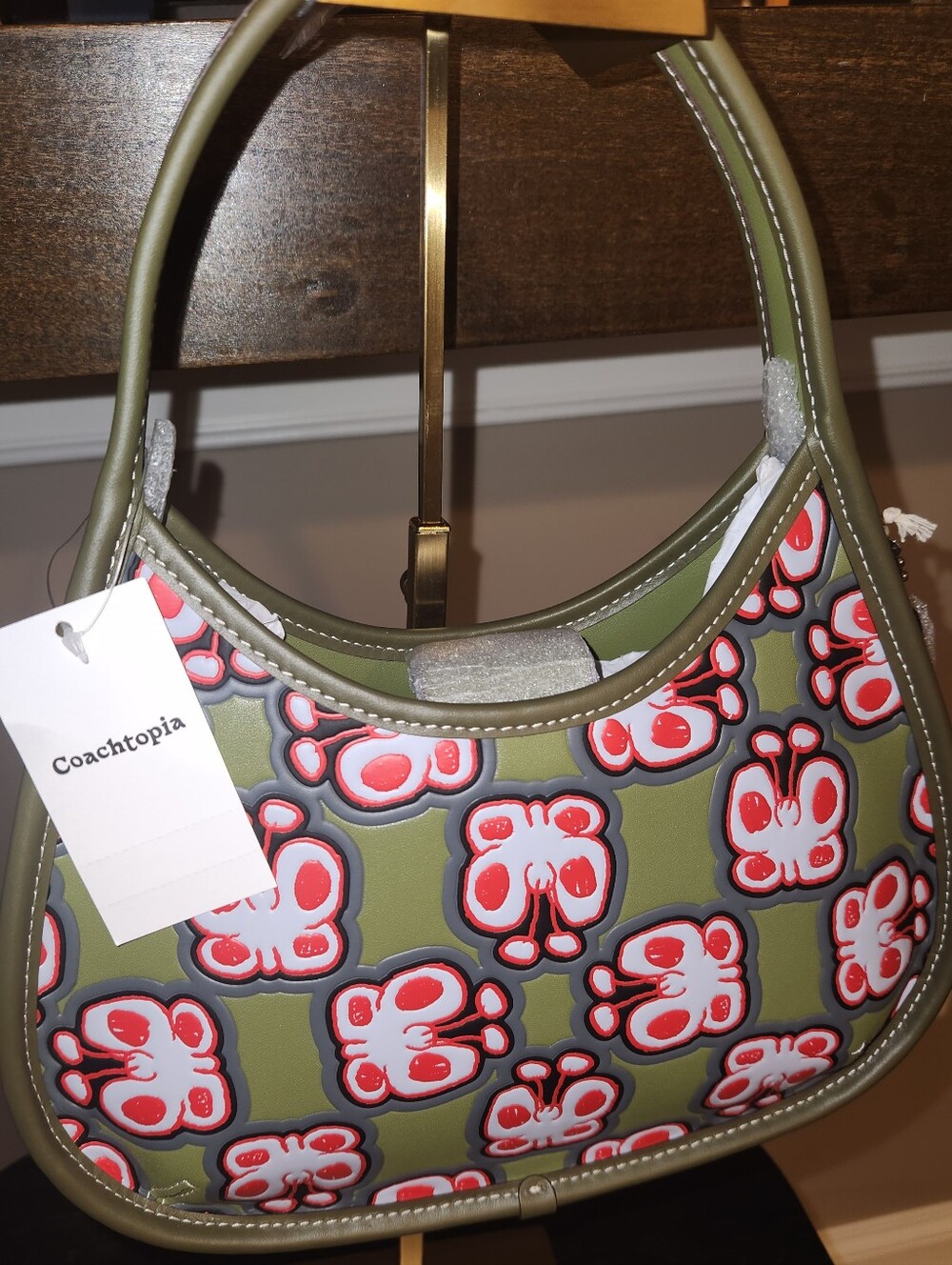 Coachtopia: Olive Green Butterfly Print Leather Bag